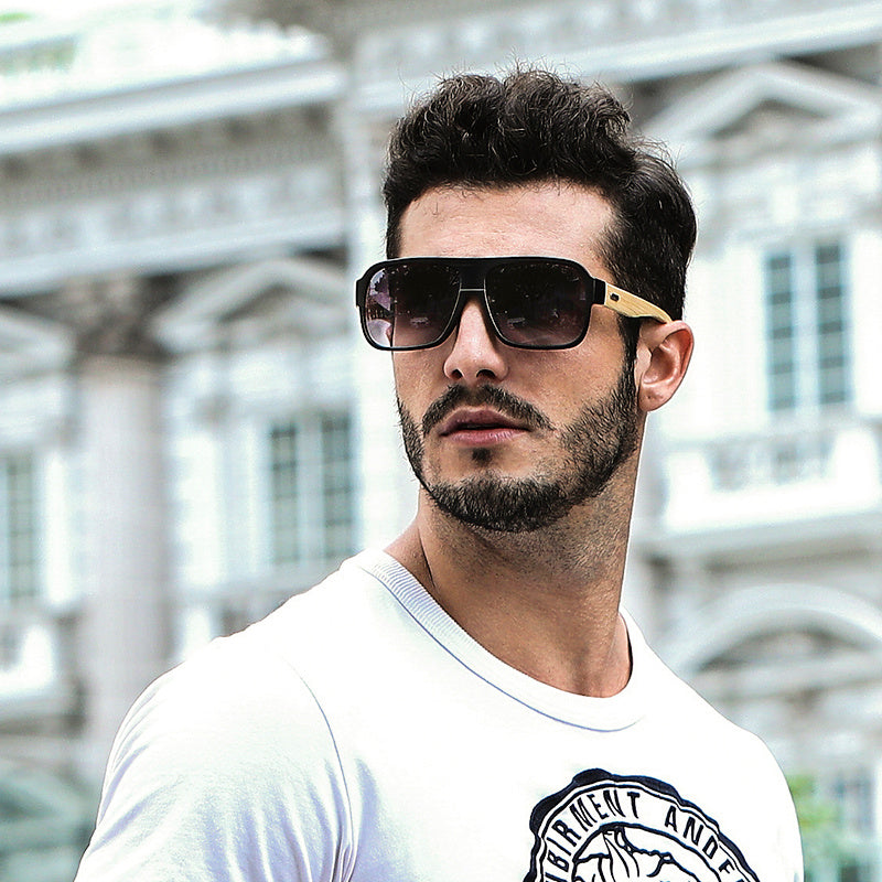 Aurora Timber Classic – Wooden Arm Square Sunglasses