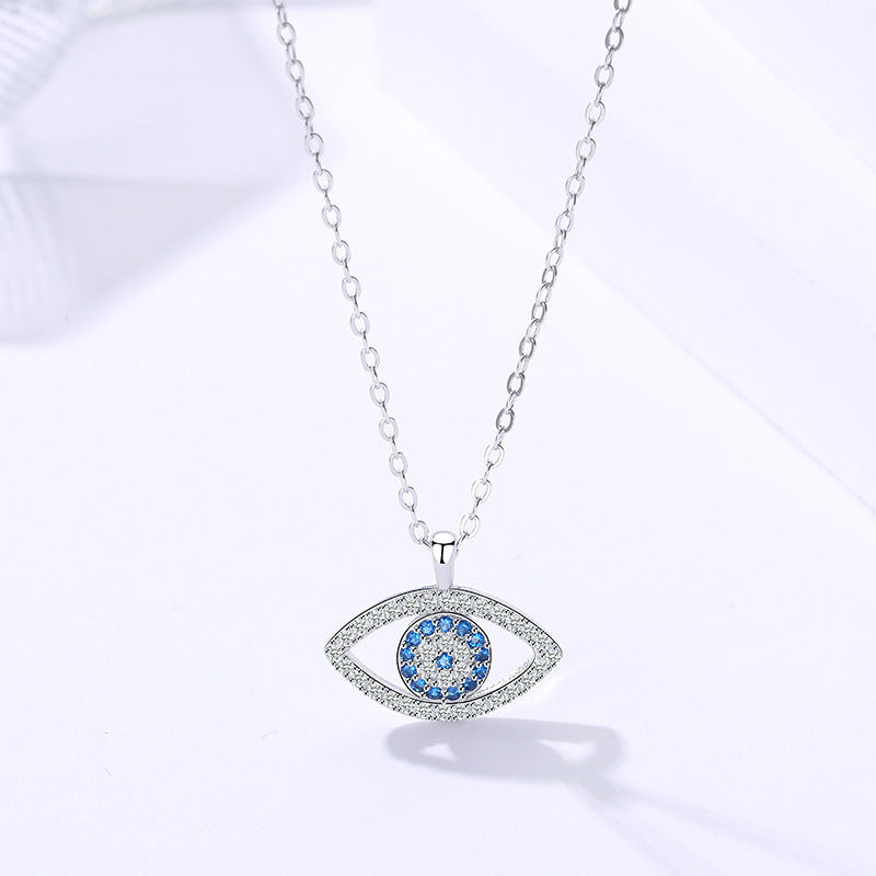 925 Sterling Silver Evil Eye Necklace – Platinum Plated | Korean Style