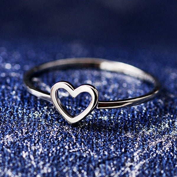 Minimalist Heart Ring – Elegant Alloy Couple Band
