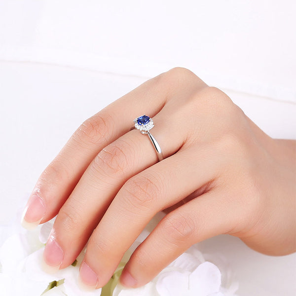 Aurora 18K White Gold Sapphire & Diamond Ring