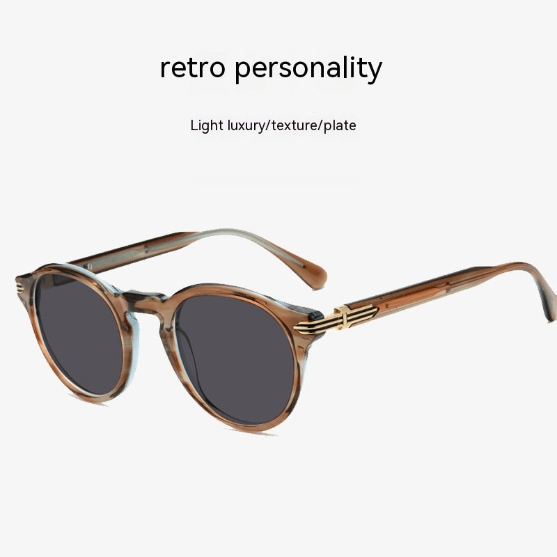 Kyoto Noir – Retro Pattern Round Sunglasses for Men