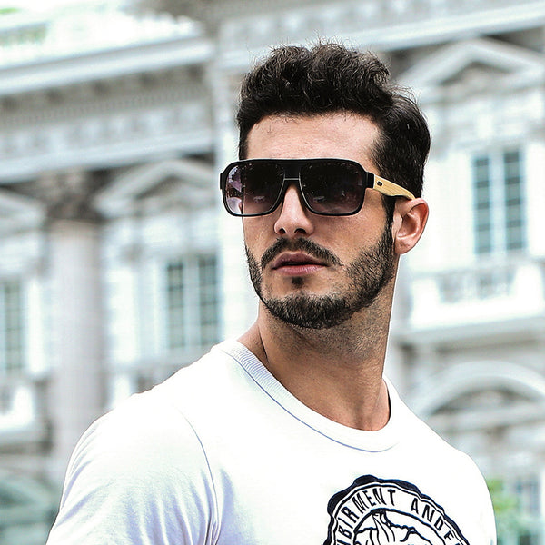 Aurora Timber Classic – Wooden Arm Square Sunglasses