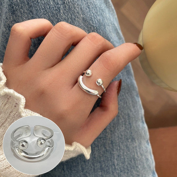 Smiley Luxe™ Adjustable Open Ring – Polished Copper Infinity Band