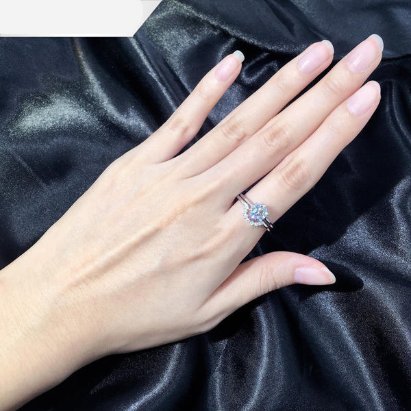 Two-in-One Moissanite Ring Set – White & Rose Gold Luxe Finish