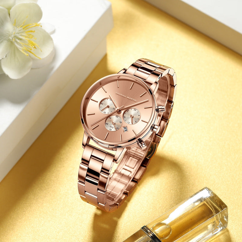 LunaLink™ Butterfly Snap Watch – Stainless Steel Elegance